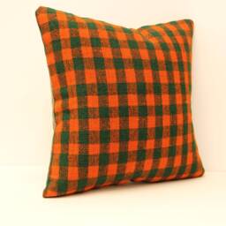 Home Decor Pillow, Kilim Cushion, Throw Pillow, Pillow Cover, 18x18 Green Patterned Carpet Boho 4Kbf-180 - thumbnail 2
