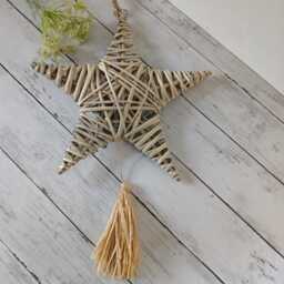 Natural Willow Star Hanging Decoration With Tassel - The Home & Hearts Shop Rustic Shabby Wall Decor Wedding Gift Christmas - thumbnail 3