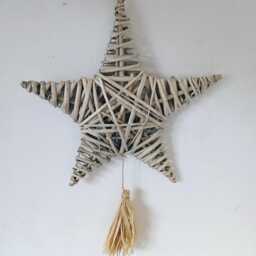 Natural Willow Star Hanging Decoration With Tassel - The Home & Hearts Shop Rustic Shabby Wall Decor Wedding Gift Christmas - thumbnail 2
