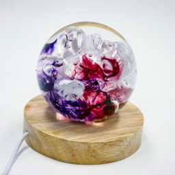 Glass Paperweight Globe Nightlight/ Accent Light Fuchsia, White, & Violet - thumbnail 2