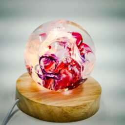 Glass Paperweight Globe Nightlight/ Accent Light Fuchsia, White, & Violet - thumbnail 3