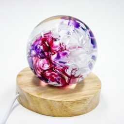 Glass Paperweight Globe Nightlight/ Accent Light Fuchsia, White, & Violet - thumbnail 1