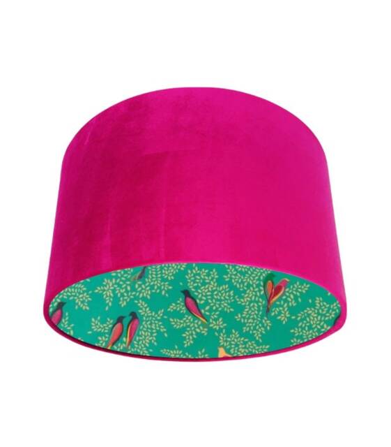 Choice Of Rich Velvet & Sara Miller Green Bird Fabric Lined Lampshade - image 1