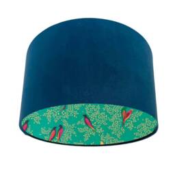 Choice Of Rich Velvet & Sara Miller Green Bird Fabric Lined Lampshade - thumbnail 3