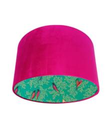 Choice Of Rich Velvet & Sara Miller Green Bird Fabric Lined Lampshade - thumbnail 1