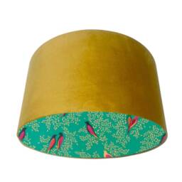 Choice Of Rich Velvet & Sara Miller Green Bird Fabric Lined Lampshade - thumbnail 2