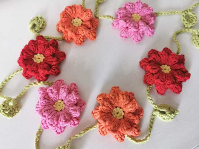 Hand-Crocheted Colourful Floral Bunting, Nursery/Campervan Decorations, Party Garland - image 1