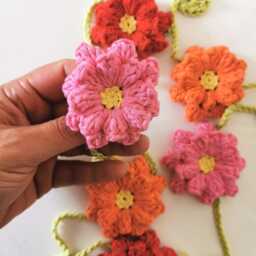 Hand-Crocheted Colourful Floral Bunting, Nursery/Campervan Decorations, Party Garland - thumbnail 3