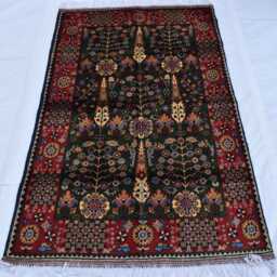 Hand-Knotted Afghan Wool Rug Olive Green Gandum Design, 5x3.3 - thumbnail 3