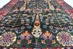 Hand-Knotted Afghan Wool Rug Olive Green Gandum Design, 5x3.3 - thumbnail 1