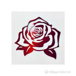 Red Rose Metal Wall Art Metallic Finish, Garden Decor - 20cm - thumbnail 1