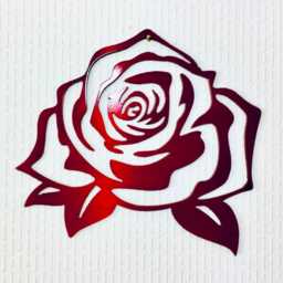 Red Rose Metal Wall Art Metallic Finish, Garden Decor - 20cm - thumbnail 2