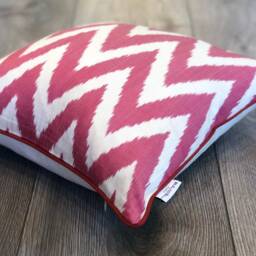Silk Ikat Pillow Cover Zigzag Pink - Statement Cushion For Home Decor - thumbnail 3