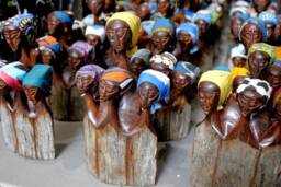 African Women Art Gifts. Handcarved Mozambiquean Elle Sandalwood Ladies Sculpture, 2 Sizes. Office/Home Table Decor Ready To Ship Express - thumbnail 1