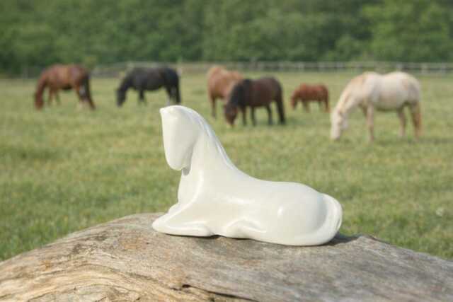 Handmade Horse Sculpture - White Marble, Bronze, Or Black With Crystals Encapsulated Within - image 1