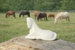 Handmade Horse Sculpture - White Marble, Bronze, Or Black With Crystals Encapsulated Within