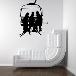 Ski Lift Decal, Chair For Bedroom Decor, Skiing Snowboard Wall Art, Mountain Cabin Winter Lodge, Alpine Snow Sports - thumbnail 1