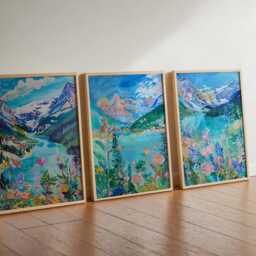 Set Of 3 Banff Canada Posters, Travel Posters Set, Prints, Canadian Wall Art, National Park Decor, Mountain Print - thumbnail 2
