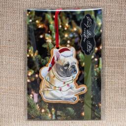 French Bulldog, Christmas Ornament, Wood Tree Handmade, Watercolor Art, Dog Bulldog Gift - thumbnail 2