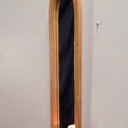 Unusual Gothic Arch Shaped Solid Wooden English Oak Mirror & Shelf 79 cm Long Hand Made - thumbnail 3