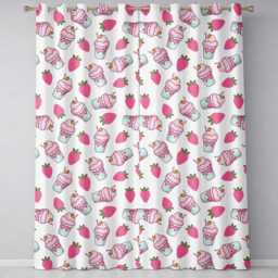 Cute Strawberry Cupcakes & Dessert Drinks Kawaii Style Seamless Pattern Readymade Eyelet Ring Top Thermal 100% Blackout Curtains - thumbnail 2