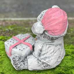 Bear With Gift Figurine Concrete Animal Statue Handmade Winter Sculpture Stone Ornament Outdoor Garden Holiday Decor Art - thumbnail 3