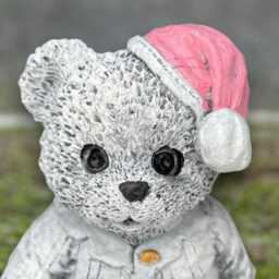 Bear With Gift Figurine Concrete Animal Statue Handmade Winter Sculpture Stone Ornament Outdoor Garden Holiday Decor Art - thumbnail 2
