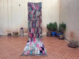 Handknotted Wool Berber Runner Rug Abstract Tribal Hallway Rug - 2.5 X 10.5 Feet - thumbnail 1