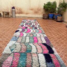 Handknotted Wool Berber Runner Rug Abstract Tribal Hallway Rug - 2.5 X 10.5 Feet - thumbnail 2