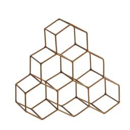 Gold Hex Bottle Holder - Geometric Wine Rack Modern Metal Kitchen Storage Drinkers Gift Red Or Whiskey - thumbnail 3