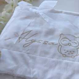 Personalised Owl Teddy & Blanket - Gender Neutral Newborn Gift Baby Shower New Mum Tan/Nursery - thumbnail 3
