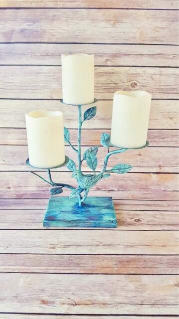 Rustic Candle Holder - French Country Holders Farmhouse Home Decor Chippy Eco-Friendly Gift - image 1