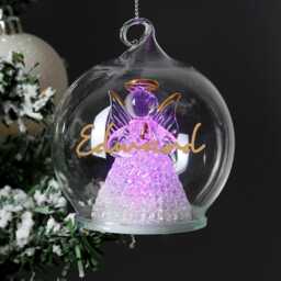 Personalised Christmas Led/Non Led Angel Bauble - Bauble Angel Glass - thumbnail 2