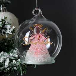 Personalised Christmas Led/Non Led Angel Bauble - Bauble Angel Glass - thumbnail 3