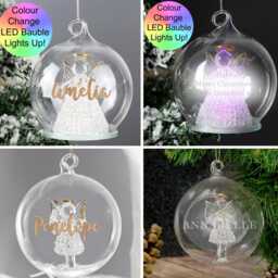 Personalised Christmas Led/Non Led Angel Bauble - Bauble Angel Glass - thumbnail 1