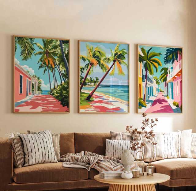 Set Of 3 Key West Posters, Florida Travel Prints, Usa Wall Art Set, Tropical Beach Poster Decor, Coastal Landscape Print Sets - image 1