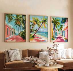 Set Of 3 Key West Posters, Florida Travel Prints, Usa Wall Art Set, Tropical Beach Poster Decor, Coastal Landscape Print Sets - thumbnail 1