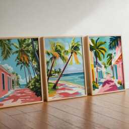 Set Of 3 Key West Posters, Florida Travel Prints, Usa Wall Art Set, Tropical Beach Poster Decor, Coastal Landscape Print Sets - thumbnail 2