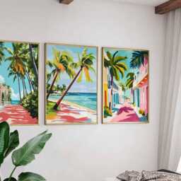 Set Of 3 Key West Posters, Florida Travel Prints, Usa Wall Art Set, Tropical Beach Poster Decor, Coastal Landscape Print Sets - thumbnail 3