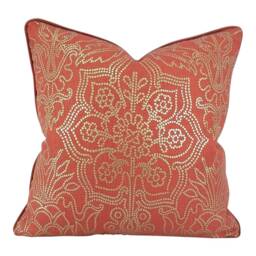 Cordelia Rose Linen Metallic Damask Pillow Cover - thumbnail 2