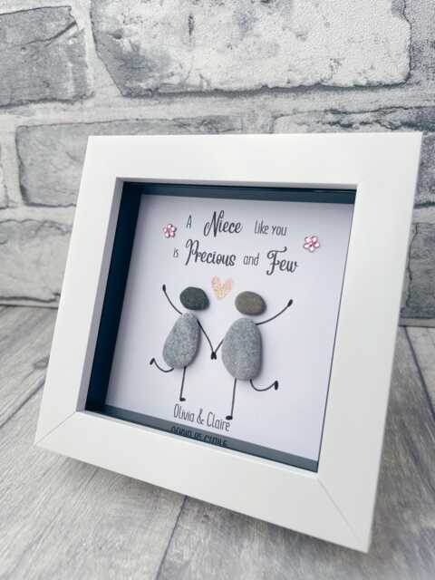 Personalised Niece Gift, Auntie & Niece, Birthday Gifts, Christmas Gift For Her, Unique Keepsake Present, Family Pebble Art - image 1