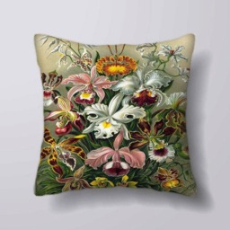 Vintage Flower Pattern Ernst Haeckel Illustration Orchid - Can Be Customizeable Personlized -Cushion Cover Case Or Stuffed With Insert - thumbnail 1