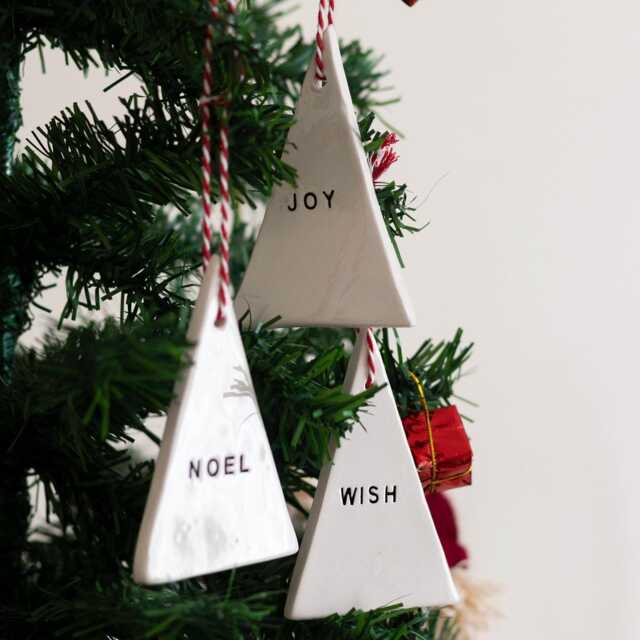 Handmade Ceramic Triangle Christmas Ornaments - Personalized Family Gift, Set Of 3 - image 1
