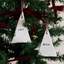 Handmade Ceramic Triangle Christmas Ornaments - Personalized Family Gift, Set Of 3 - thumbnail 3