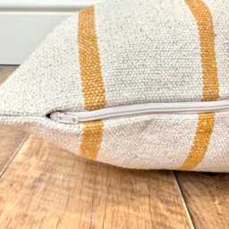 1702. Handmade Mustard Stripe Heavy French Linen Look Cushion Cover, Various Size - thumbnail 2