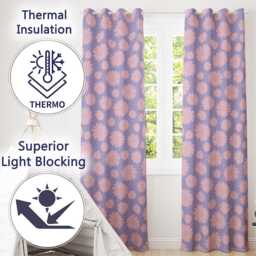 Purple Gradient Daisy Flower Seamless Pattern Pastel Floral Readymade Eyelet Ring Top Thermal 100% Blackout Curtains - thumbnail 3