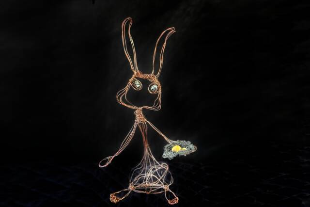 Metal Animal Sculpture Easter Decoration Decor Bunny Wall Art Wire Amber Beads Farmhouse Sign Mom Gifts Basket - image 1