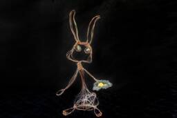 Metal Animal Sculpture Easter Decoration Decor Bunny Wall Art Wire Amber Beads Farmhouse Sign Mom Gifts Basket - thumbnail 1