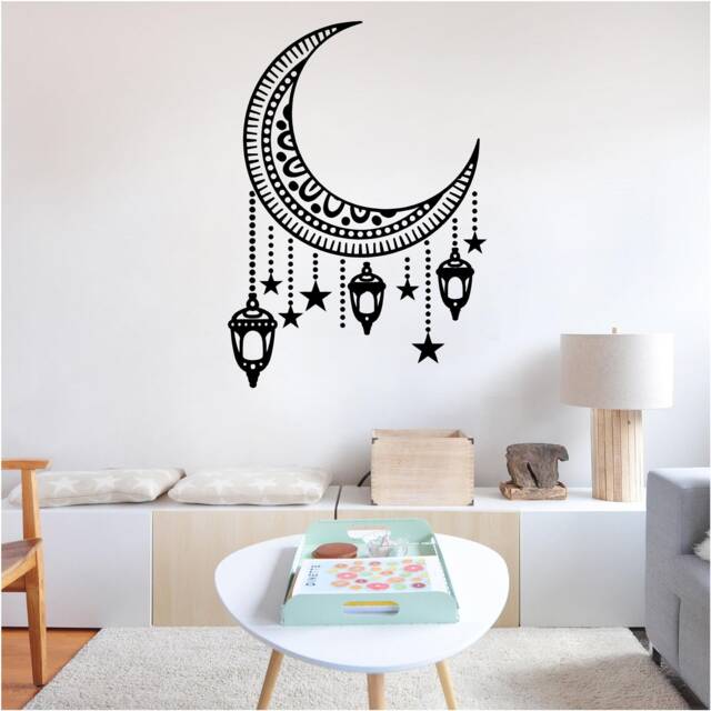 Mandala Moon Lantern Sticker Vinyl Wall Art, Decal, Sticker, Transfer, Mural, , Decor, Rent Friendly, Interior, Exterior, Full 0910 - image 1