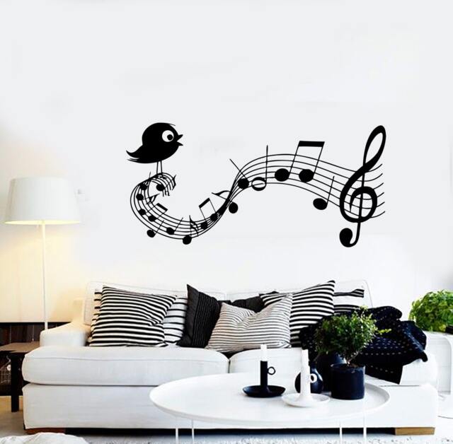 Wall Vinyl Music Notes Bird Clef Guaranteed Quality Decal Mural Art 1519Dz - image 1